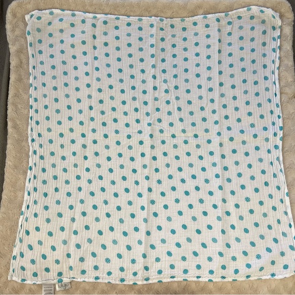 Lulujo Blue White Polka Dots Baby Security Blanket Swaddle Material Muslin Lovey - Picture 2 of 5